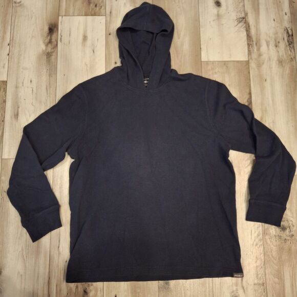 Eddie Bauer Waffle Knit Pullover Hoodie Dark Blue Men Size Large - Picture 1 of 6